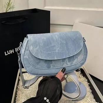 Винтажная джинсовая сумка через плечо для женщин, повседневная сумка-мессенджер из искусственной кожи, женская дорожная сумка