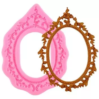 Винтажная фоторамка, формы для шоколада, силиконовая форма, кружевная зеркальная рамка в стиле барокко, форма для конфет, инструменты для украшения торта из помадки