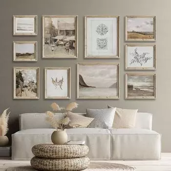 Винтажная французская галерея, настенная живопись, античный нейтральный постер и принты, Ретро пейзаж, холст, картина, украшение, настенные картины для дома 21x30cm No Frame