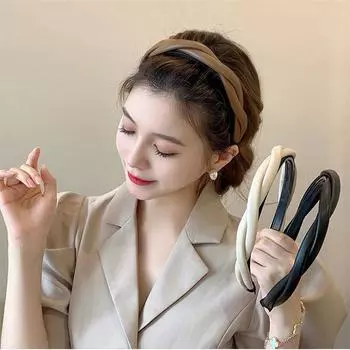 Винтажная французская заколка для волос с жареным тестом, простая универсальная повязка на голову для мытья лица, женское однотонное украшение для волос кофейный