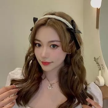 Винтажная французская жемчужина бант повязка на голову для женщин и девочек корейский элегантный черный классический обруч для волос аксессуары для волос