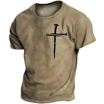 Винтажная футболка Christian Jesus 3D Printed Casual Short Sleeve Oversize Cross Tops Футболка Летняя модная уличная мужская футболка S