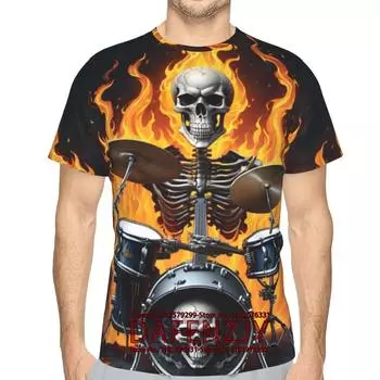 Винтажная футболка для мужчин, футболка большого размера с короткими рукавами и рисунком черепа паука ужасов нежити, модная мужская одежда S синий