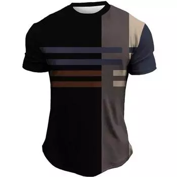 Винтажная футболка для мужчин, футболки с 3D принтом, полосатые футболки с короткими рукавами, летняя мужская одежда, классическая блузка в стиле ретро, топы большого размера 2XL
