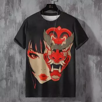 Винтажная футболка для мужчин Красивые футболки с графическими персонажами из аниме Повседневная футболка с круглым вырезом Мужская одежда больших размеров Топ S