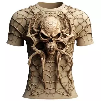 Винтажная футболка для мужчин, летняя футболка с принтом ужасов, нежити, паука, черепа, короткий рукав, свободная футболка, мужская одежда, размер 6XL M