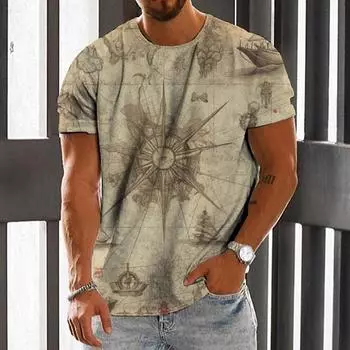 Винтажная футболка для мужчин с принтом парусной лодки 3D, уличная повседневная толстовка, свободная рубашка, дышащие топы, летние повседневные короткие рукава S