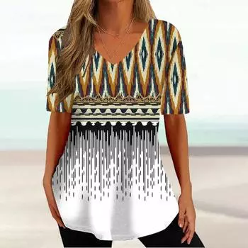 Винтажная футболка для женщин, летний пуловер с v-образным вырезом, женская одежда с короткими рукавами, простая черная женская футболка, уличная одежда 4XL