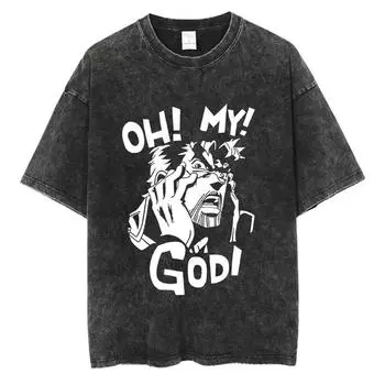 Винтажная футболка из стираного хлопка для мужчин и женщин, хип-хоп, уличная одежда, принт JoJo Bizarre Adventure, Харадзюку, футболка с коротким рукавом, топы S