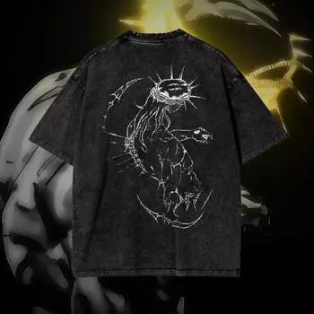 Винтажная футболка мужская Jojo s Bizarre Adventure Футболка из хлопка с эффектом стирки Иисус Летняя уличная одежда Мужская Женская Топы Одежда S