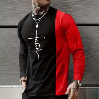 Винтажная футболка с 3D-принтом и простым крестом, повседневная, с длинным рукавом, мужская, свободная, с круглым вырезом, удобная толстовка, европейская одежда 7Xl S
