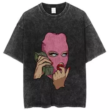 Винтажная футболка с эффектом стирки, элемент Пасхи, оверсайз, короткий рукав, унисекс, мужская, женская, хлопок, лето, с графическим принтом S