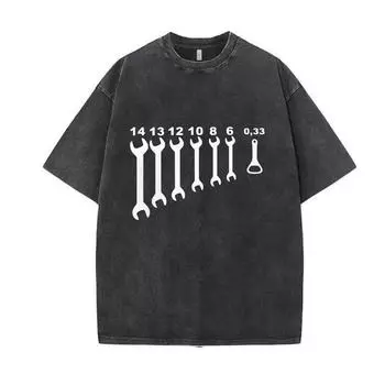 Винтажная футболка с гаечным ключом и отверткой, механик, ремонт автомобиля, инженер, футболка из стираного хлопка, с коротким рукавом, забавная футболка S