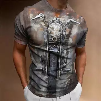 Винтажная футболка с мотоциклом, мужские байкерские футболки с 3D принтом, топы с короткими рукавами и буквами с классическим узором, мужская одежда, повседневная уличная одежда 6XL