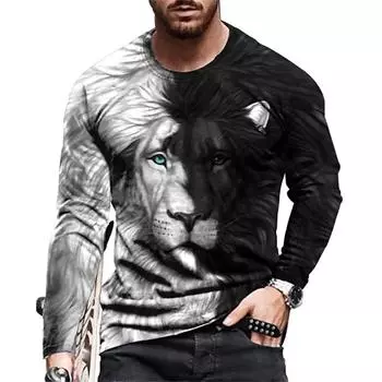Винтажная футболка с принтом, футболка с 3d распятием, американские хлопковые топы с длинными рукавами и круглым вырезом в виде льва, мужская одежда большого размера с Иисусом Христом M