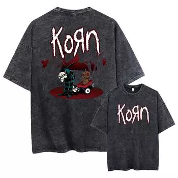 Винтажная футболка с принтом скелета рок-группы Korn Falling Away From Me , мужская модная готическая футболка, футболки оверсайз S
