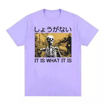 Винтажная футболка с рисунком скелета, мужская модная футболка в готическом стиле, мужские повседневные футболки большого размера из 100% хлопка S чёрный