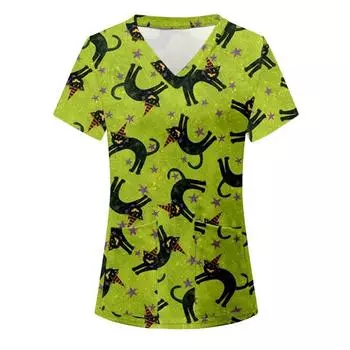 Винтажная футболка с v-образным вырезом и 3D принтом, женские рождественские футболки с рисунком животных, женские свободные топы с короткими рукавами S