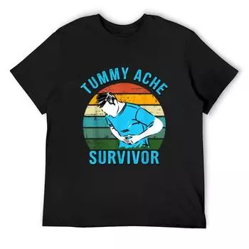 Винтажная футболка Tummy Ache Survivor, винтажная графическая футболка, эстетическая одежда, фирменная футболка, мешковатые рубашки, футболка для мужчин S белый