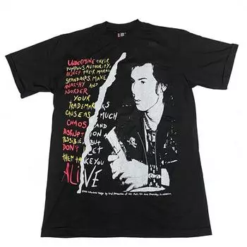 Винтажная футболка унисекс Sid Vicious Take You Alive с цитатой 80-х годов, редкая мемориальная футболка в стиле панк с репринтом S