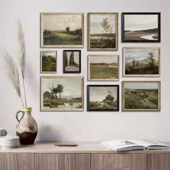 Винтажная галерея Настенная печать Французский деревенский пейзаж Скандинавские постеры Картины и принты на холсте Гостиная Украшение дома 21x30cm No Framed