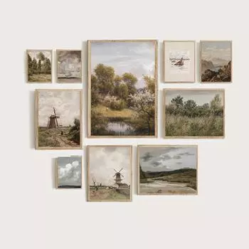 Винтажная галерея, настенный плакат с принтом, Европейский горный пейзаж с озером, холст, картина, скандинавское настенное искусство, украшение для гостиной, дома 21x30cm No Frame