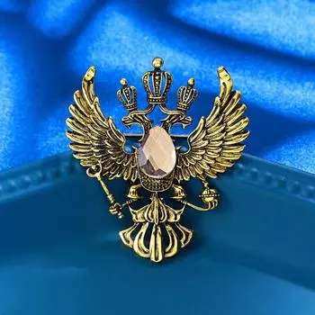 Винтажная геральдическая брошь-булавка с двуглавым орлом - антикварная брошь-значок с гербом из сплава для мужских костюмов и пальто, аксессуар, вдохновленный имперской эпохой