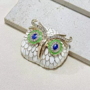 Винтажная глазурованная брошь в виде совы Тяжелая промышленность Фэн-шуй Бриллиантовая булавка в виде животного и птицы Аксессуары для женского пальто и платья