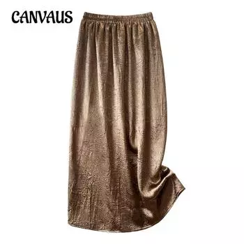 Винтажная глянцевая темпераментная элегантная юбка до половины тела, женская прямая юбка трапециевидной формы с высокой талией, длинная юбка до бедер с разрезом в упаковке