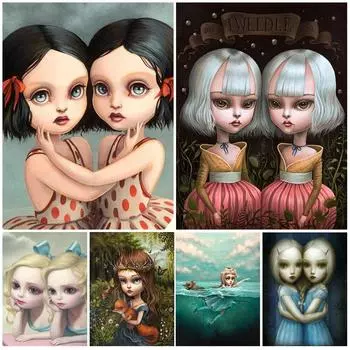 Винтажная готическая девушка Twin Sweet Unholy One Mab, настенная живопись на холсте, постеры и принты, настенные панно для декора гостиной без рамки 21*30cm