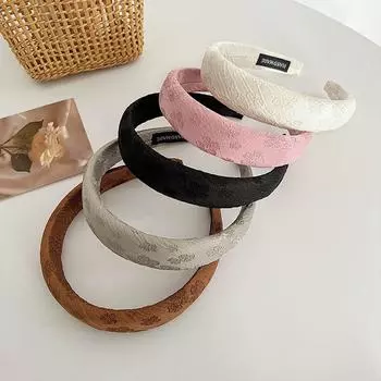 Винтажная губчатая повязка для волос с вышивкой, головной убор, аксессуары для волос, фиксатор волос 16*3.5cm чёрный