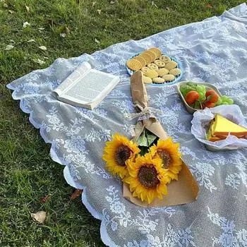 Винтажная хлопковая льняная ажурная скатерть, кружевная простая прямоугольная круглая скатерть для журнального столика, пасторальная салфетка для столовых приборов, французская 60*60cm белый