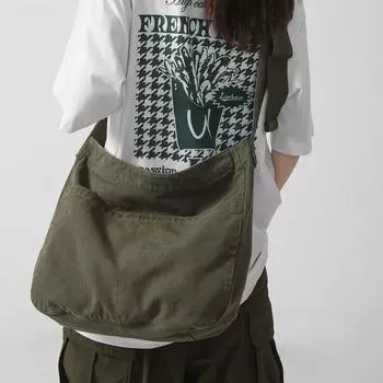 Винтажная холщовая сумка через плечо, большая сумка через плечо в стиле ретро, женская повседневная сумка-кошелек-бродяга чёрный