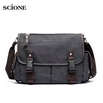 Винтажная холщовая сумка через плечо для путешествий, лоскутная многофункциональная школьная сумка для ноутбука чёрный