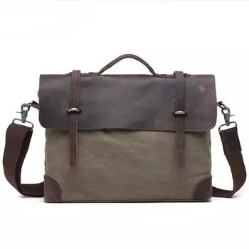 Винтажная холщовая сумка через плечо, повседневная сумка-мессенджер, портфель с пряжкой, сумка для компьютера синий