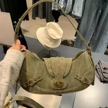 Винтажная холщовая сумка Crescent — прочный плечевой ремень — вместительная повседневная сумка под мышками One Size Fits All