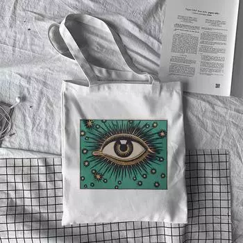 Винтажная холщовая сумка с глазами, винтажная женская сумка Ulzzang, большая вместительная готическая, консервативный стиль, Harajuku, свободная уличная одежда в стиле панк, сумки на плечо 24*26cm