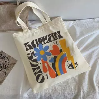 Винтажная холщовая сумка с принтом лягушки, повседневная сумка-шоппер в стиле Харадзюку, большая вместительность, женские сумки на плечо в стиле панк, сладкий цветок, каваи 24*26cm