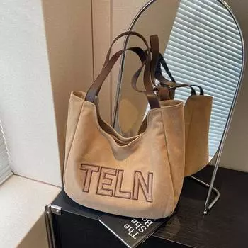 Винтажная холщовая сумка-тоут большой емкости для поездок на работу через плечо, сумка для рук и подмышек чёрный