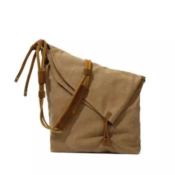 Винтажная холщовая сумка в европейском и американском стиле, модная мужская и женская холщовая сумка через плечо из коровьей кожи с косой застежкой хаки