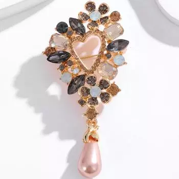 Винтажная хрустальная брошь-цветок, булавка, броши золотого тона, стразы, ювелирные изделия, подарки