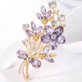 Винтажная хрустальная брошь-цветок, булавка, броши со стразами, золотые тона, ювелирные изделия, подарки