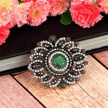 Винтажная хрустальная брошь, женская античная золотая смола, свадебные украшения, богемный ювелирный подарок красный