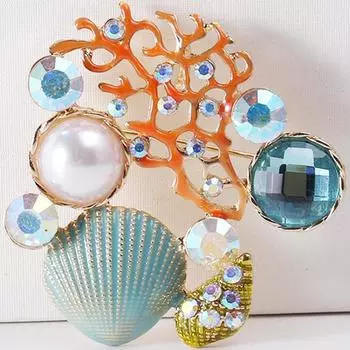 Винтажная хрустальная брошь-звезда в виде морской звезды, броши-стразы в виде океана, ювелирные изделия, подарок, на лацкан