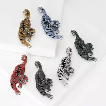 Винтажная индивидуальная брошь тигра в стиле сплава со стразами брошь распродажа модная одежда аксессуары булавки