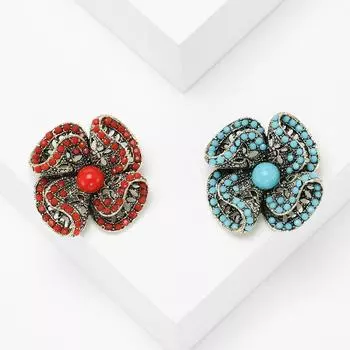 Винтажная индивидуальная цветочная индейка синяя брошь модная одежда аксессуары корсаж