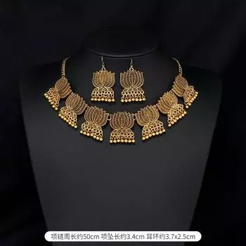 Винтажная индивидуальность ключичная цепочка короткий темперамент индийское ожерелье богемный набор серег женский