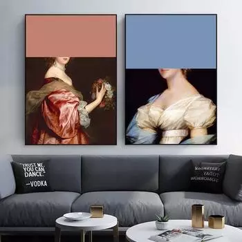 Винтажная измененная картина маслом, принты, забавный постер для ванной комнаты, портрет, Ренессанс, художественные принты, картина на холсте, домашний декор для туалета 21cm30cm NoFrame