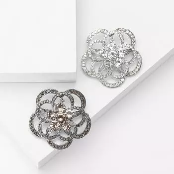 Винтажная изысканная брошь-цветок из сплава со стразами, атмосферная женская брошь для костюма, кардигана, корсажа, ювелирные изделия, булавка