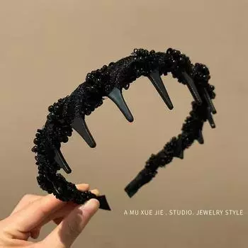 Винтажная Элегантная Диамантовая Зубчатая Волнистая Повязка для Волос Женская Завивка Волос Умывание Лица Волосы Верхняя Часть Высокий Верх Головы Аксессуары для Волос